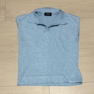 3/$10 Soda Light Blue Sleeveless Collared Top